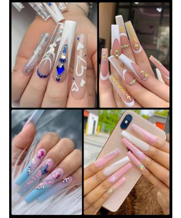 Lionvison 3XL Clear Extra Long Square False Nails Set - 240 Pcs | 12 Sizes Full Cover Press On Tips for Acrylic Nails & Manicure - Buy Online on SooperMarket.com