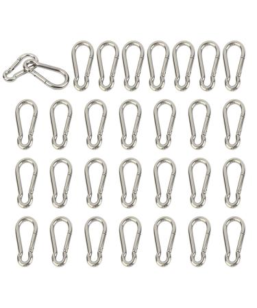 30pcs 304 stainless steel snap hooks M4 4cm small carabiners for keys swing camping fishing hammocks