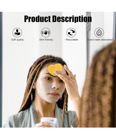 50-Count Compressed Natural Facial Sponges - Reusable Exfoliating and Makeup Removal Sponge Set with Storage Jar - Yellow - Buy Online on SooperMarket.com