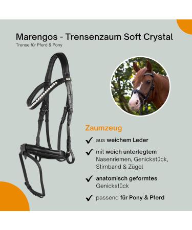 Marengos Soft Crystal Bridle for Horses & Ponies | Anatomically Shaped English Leather Bridle & Accessories in Black - Buy Online on SooperMarket.com