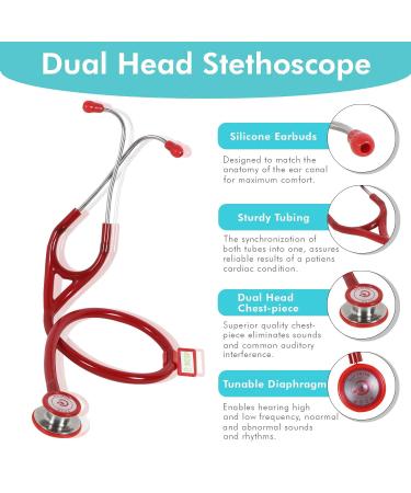 Lightweight Red Stethoscope for Doctors Nurses & Students | Professional Medical & Cardiology Use - Buy Online on SooperMarket.com