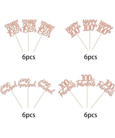 24 Pack Straight Outta 1924 Cupcake Toppers Happy 100th Birthday One-hundred Awesome Since 1924 Cupcake Picks 100 Fabulous Cake Decorations for 100th Birthday Anniversary Party Rosegold 100th Rose Gold - Buy Online on SooperMarket.com