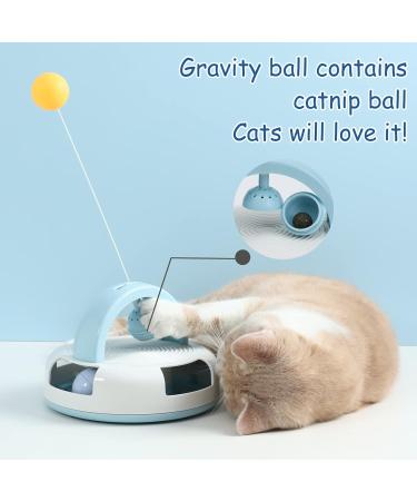 Suhaco 3-in-1 Interactive Cat Toy Set with Feather Wand, Catnip Ball, and Bell Track Toy - Self Play Fun for Indoor Cats - Blue - Buy Online on SooperMarket.com