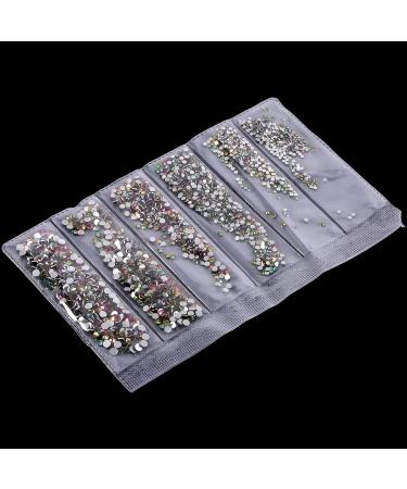 Quesuc 1728 Pieces Flatback Round Rhinestones Glass Gems with 6 Mixed Sizes (1.6-3 mm) for Nail Art Phone Decorations and DIY Crafts (Aurora Boreale Color) - Buy Online on SooperMarket.com