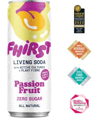FHIRST Living Soda Taster Pack | Probiotic/Prebiotic Soda for Gut Health| Ginger Mandarin Cherry Vanilla & Passion Fruit Flavours | Zero Sugar or Sweetener | Mix pack - 12 x 330ml - Buy Online on SooperMarket.com