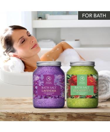 Buy Bath Sea Salt Set 2x46Oz - Lavender & Eucalyptus Aromatherapy - Natural Essential Oils for Relaxation & Spa Care - Buy Online on SooperMarket.com
