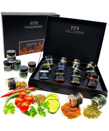 Hallinger's classic BBQ set-BBQ gift set handmade 12 spices from all over the world (set)-Mother's Day gift & gift ideas for Father's Day |Birthday Congratulations New home anniversary Freundsch 220 g (12 Pack)