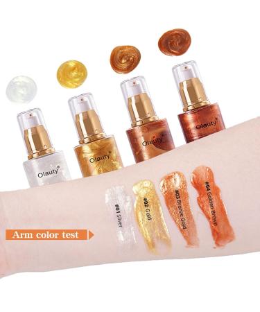 Shimmer Body Oil - Pearl White Highlighter & Illuminator | Glow & Brighten | 4 Color Makeup Glitter Oil with Brush - Buy Online on SooperMarket.com