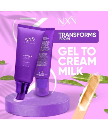 NXN Gel-to-Milk Facial Cleanser | Gentle Daily Wash for Hydrating Dry & Sensitive Skin | Fresh Scent - 2 Fl Oz - Buy Online on SooperMarket.com