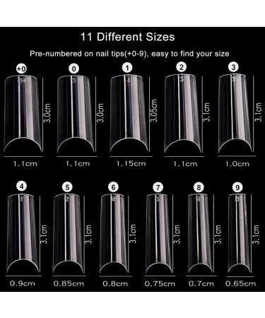 AUERVO 110 PCS Clear Square Nail Tips | Full Cover Acrylic False Nails | Long Coffin Shape | Traceless & Transparent with Box | 11 Sizes | For Women, Girls, Nail Salons & DIY Nail Art - Buy Online on SooperMarket.com