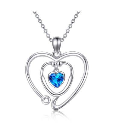 Stethoscope Necklace Sterling Silver Nurse Gifts Medical Jewelry for Doctor Medical Student RN Gifts for Women