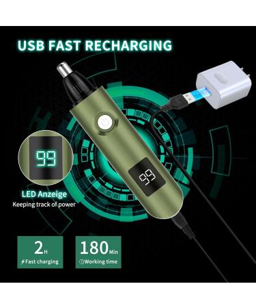 Imoebel 3-in-1 Nasal Hair Trimmer with LED Display | Double Cutting Blades for Nose Ear Eyebrow & Face Hair | Unisex Hair Cutter in Green - Buy Online on SooperMarket.com