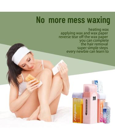 Roll On Wax Kit for Hair Removal | Waxing Roller Warmer for Sensitive Skin | Soft Wax Heater for Women and Men (Pink) - Buy Online on SooperMarket.com