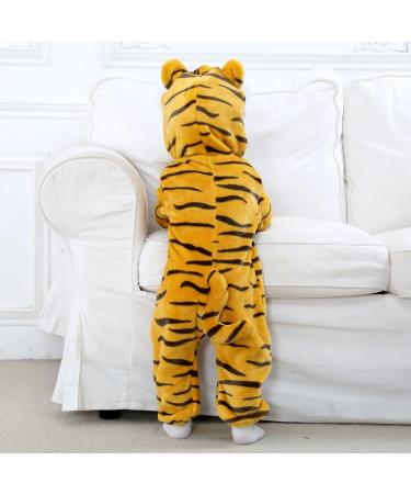 Baby Hooded Rompers - Winter Flannel Jumpsuit Pajamas for Infants (3-6 Months) | COOKY.D Tiger Design - Buy Online on SooperMarket.com
