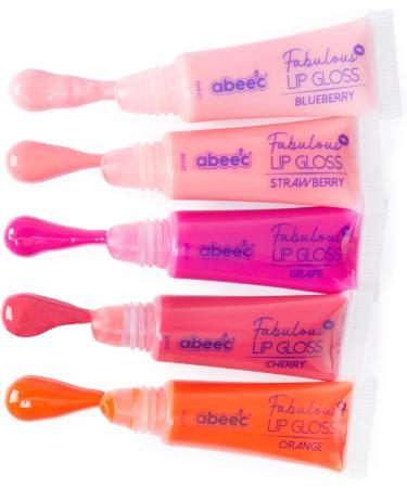abeec Scented Lip Gloss Set 5 x Lip Gloss Pack - Strawberry Blueberry Cherry Orange And Grape Kids Makeup Sets For Girls Kids Lip Gloss Sets For Girls - Buy Online on SooperMarket.com