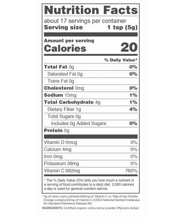 Navitas Organics Camu Camu Powder 3 oz. Bag - Organic, Non-GMO, Gluten-Free | 17 Servings - Buy Online on SooperMarket.com