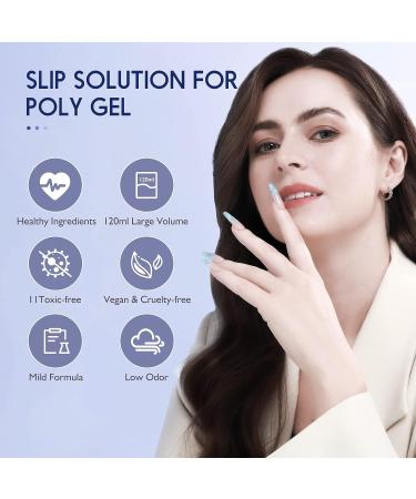 Saviland Poly Gel Slip Solution Kit 120ML - Anti-Stick Liquid with Dual-Ended Brush for Poly Extension Nails - Manicure Starter Kit for DIY Nail Art - Buy Online on SooperMarket.com