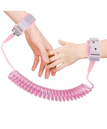 Anti Lost Wrist Link, Toddler Safety Leash with Key Lock, Safety Wrist Leash for Toddlers, Babies & Kids 8.2 feet Pink (red)