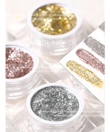 Buy 3 Boxes Glitter Gel Nail Polish | 3D Gold Silver Rose Gold Holographic Chrome for Salon & DIY Nail Art - Buy Online on SooperMarket.com