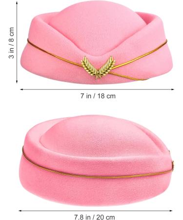 TENDYCOCO Women Stewardess Hat Felt Flight Attendant Air Hostess Hat Cosplay Costume Headwear Accessories for Halloween Party Supplies Pink One Size - Buy Online on SooperMarket.com