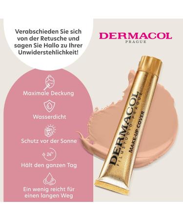 Dermacol Full Coverage Foundation - Matte Liquid Makeup with SPF 30 | Waterproof for Oily Skin & Acne Long-Lasting Color 211 30g - Buy Online on SooperMarket.com