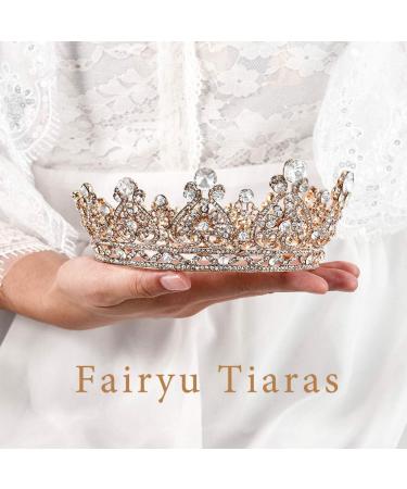 Baroque Queen Crown: Gold Rhinestone Wedding Tiara for Women and Girls - Buy Online on SooperMarket.com