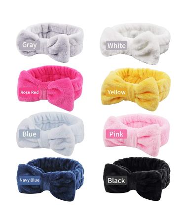 Ondder 8 Pack Spa Headbands for Women - Facial Bowknot Headbands for Skincare, Makeup, and Shower - Fluffy Hair Bands for Girls - Buy Online on SooperMarket.com