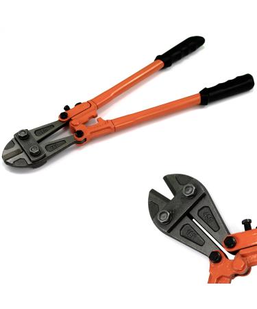 Crystals 18/24/36 Inch Bolt Cutter Chain Cutter for Chains Padlocks Wire Fencing Chicken Wire - Padlock Cutter Bolt Croppers with Comfortable Rubber Grip - Orange (18 Inch)