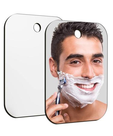 2 Pack Shower Mirror Fogless for Shaving 8"x6"Medium Mirror for Wall Camping Frameless Portable Hanging Travel Mirrors Unbreakable Handheld Locker Makeup Plastic Anti Fog Free Shave Mirror Bathroom
