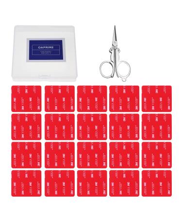 OAPRIRE 3M Double Sided Adhesive Tape Pads 20 PCS Multipurpose 3M VHB Sticky Adhesive Pads Replacement Mounting Tape with Stainless Steel Folding Scissors and Storage Box - 1.96 in x 1.57 in
