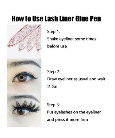 Eyelash Glue Pen 2 in 1 Self-Adhesive Liner | Waterproof Latex-Free Formula for Strong Hold | Ideal for False Lashes - Pearl&Diamond-Black Packaging - Buy Online on SooperMarket.com