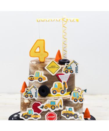 Arthsdite 64 Pcs Edible Construction Cupcake Toppers Truck Tractor Excavator Cake Decorations Stop Sign Dessert Decoration for Construction Baby Shower Birthday Party Food Decorations - Buy Online on SooperMarket.com