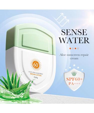 Sunscreen SPF 60+ Aloe Vera Sun Cream Repair Lotion Suncream Sun Face Protection Against UVA UVB Water + Sweat Resistant Fast Film Formation No Stuffiness for All Skin Types 40g - Buy Online on SooperMarket.com