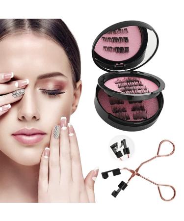 Magnetic Eyelashes without Eyeliner 3 Pairs Reusable False Lashes Natural Look 3D Effect Waterproof Fake Eyelash Set with Applicator Black