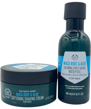 The Body Shop Maca Root & Aloe Softening Shaving Cream 200ml & Calming Post Shave Water Gel 160ml for Men - Buy Online on SooperMarket.com