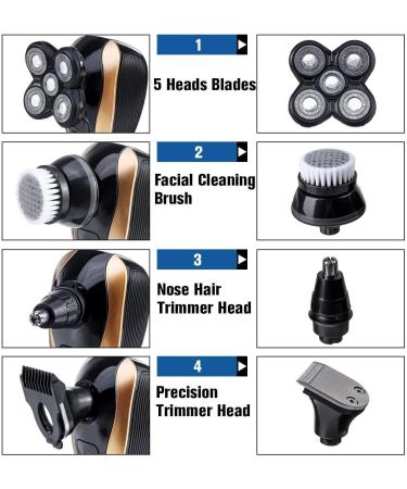 5 in 1 Rechargeable Electric Shaver for Men - 5D Floating Heads Hair Clipper Nose & Ear Trimmer Facial Cleaning Brush | International Shipping Available - Buy Online on SooperMarket.com