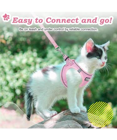 Escape-Proof Adjustable Cat Harness & Lead Set | Reflective Mesh Vest for Walking | Small Dogs & Puppies | Size M Pink - Buy Online on SooperMarket.com