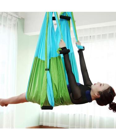 Cocoarm Anti-Heavy Aerial Yoga Hammock Fitness Swing with Straps Handles & Instructions | Sky Blue & Fruit Green - Buy Online on SooperMarket.com
