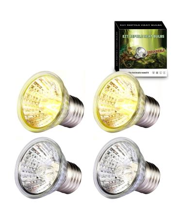 Pewingo 4 * 50W UVB FLUEBARNE for heat lamp turtles pear reptiles heating E27 UV lamp terrarium for reptiles/lizards/snakes/chicks 4 * 50W light bulbs