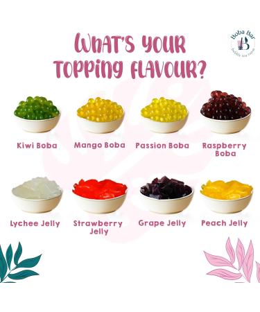 Boba Bar London | Wild Vibes Fruit Bubble Tea Kit | 8 Fruit Tea Flavours | 8 Boba & Jelly Toppings | Tapioca Pearls | 8 Bamboo Straws | 8 Tea Bags | 2 Recipe Cards Boba Bar London | Wild Vibes Fruit Bubble Tea Kit | 8 Fruit Tea Flavours | 8 Boba & Jelly T - Buy Online on SooperMarket.com