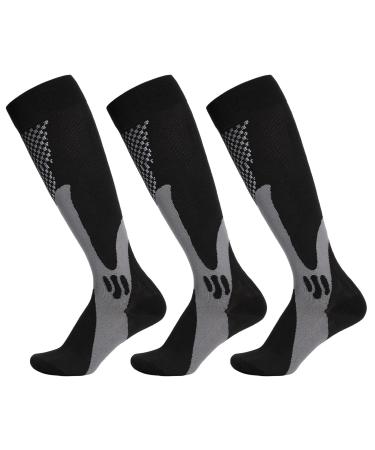 Apricitie 3 pairs of compression stockings for women and men 1520 mmHg compression socks high comfort thrombosis socks compression stockings for sports football flight running travel fitness 34-39 gray