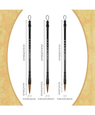 3 Pieces Traditional Chinese Calligraphy Brush Set for Beginner Watercolor Painting - Sumi Drawing Pens in 3 Sizes - Buy Online on SooperMarket.com
