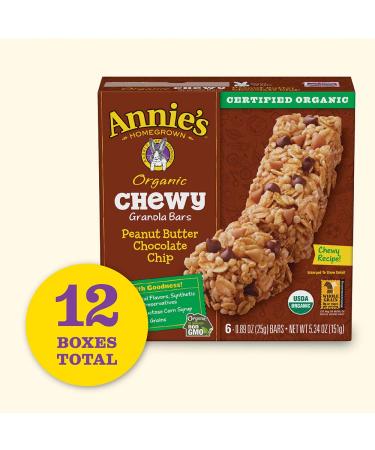 Annie's Organic Chewy Granola Bars - Peanut Butter Chocolate Chip, 5.34 oz (12 Pack) - Healthy Snack Choices - Buy Online on SooperMarket.com