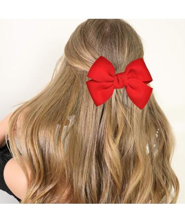 Christmas Bow Hair Clips - 2 Pack Red Bowknot Barrettes for Women, Girls, Kids | Handmade Hair Accessories for Party Decoration and Cosplay Costume - Buy Online on SooperMarket.com