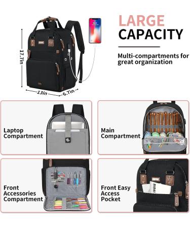 Black Crochet Bag with USB Charging Port - Large Yarn Storage Tote for Knitting & Crochet Projects - Fits 15.6 inch Laptop - Buy Online on SooperMarket.com