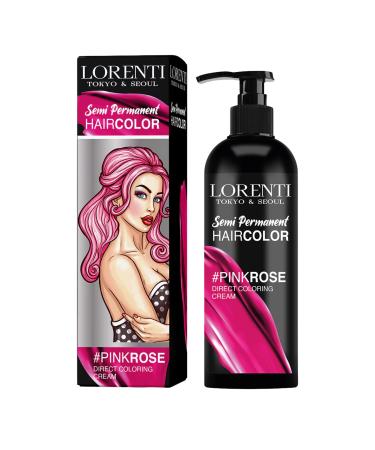 Lorenti Semi Permanent Direct Coloring Cream | Long Lasting Hair Colour Result | Rose Pink 250ml