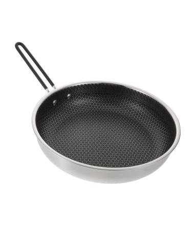SWOOMEY 1Pc Outdoor Non Stick pan Camping Skillet nonstick Grill pan Stove Grill pan BBQ Grilling pan Broiler pan for Oven Stainless Steel Griddle Round Griddle fold Iron Gas Stove