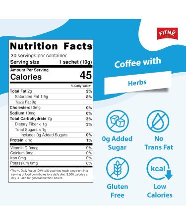 FITNE Instant 3 In 1 Coffee Packets Mix With Herbs Cinnamon Garcinia Safflower Spice Latte Smooth Blend No Sugar Sucralose Sweetener 30 Sticks Herbs 10 Count (Pack of 3) - Buy Online on SooperMarket.com
