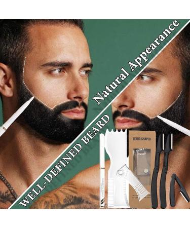 Huaxingda Beard Alignment Tool | Transparent Non-Slip Stencil & Razor - Perfect Mustache & Beard Grooming Kit - Buy Online on SooperMarket.com