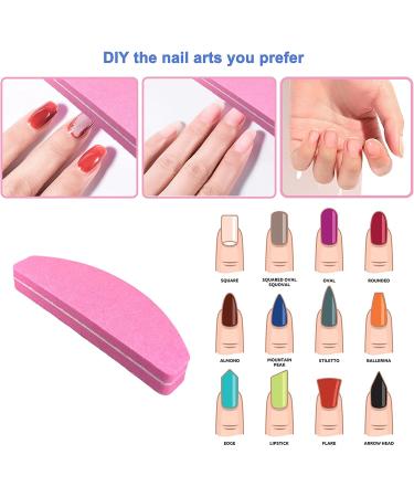 20 PCs Pink Nail Buffers | Double Sided 100/180 Grit Buffer Blocks | Portable Washable Sanding File Arc Shape - Buy Online on SooperMarket.com